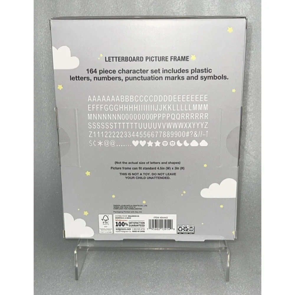 Moon and Stars Baby Childs Letterboard Picture Frame w/ 164 Pieces & Shape‎ Sets